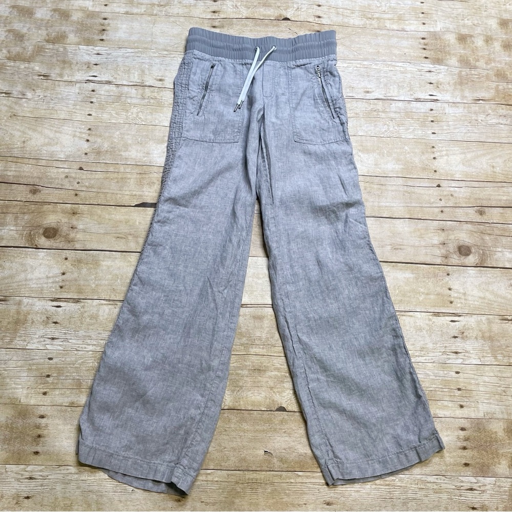 Athleta Gray Cabo Linen Wide Leg Pants